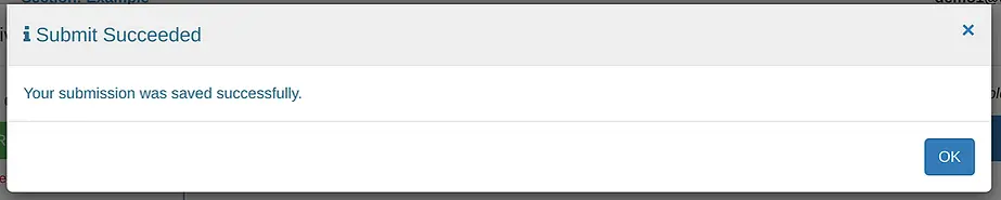 Submission Success Message